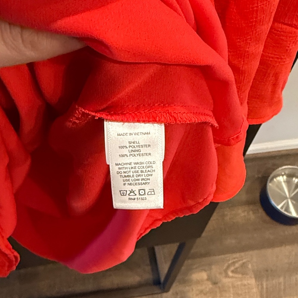 CeCe Fiery Red Ruffle Blouse - Picture 3 of 5